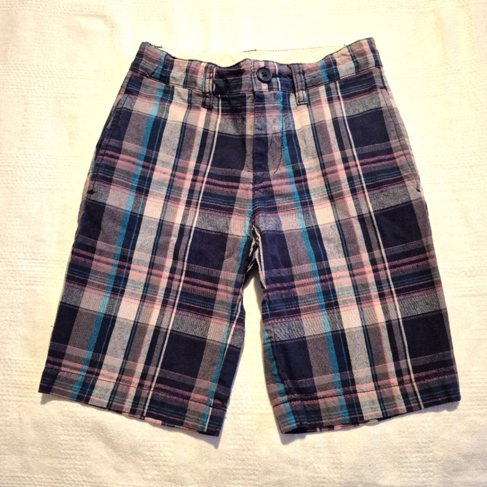 Tea Collection boys size 7 plaid shorts with adjustable waist VVGUC